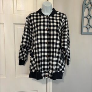 MONA LISA Black & White Plaid Bomber Jacket for Women